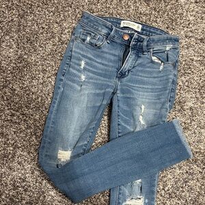 Abercrombie & Fitch Women's Distressed Blue Skinny Jeans